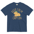 Keep Calm And Capy On Men's Relaxed Fit Tee Hoodie, Sweatshirt | PureTeeCo.com (Image 1)
