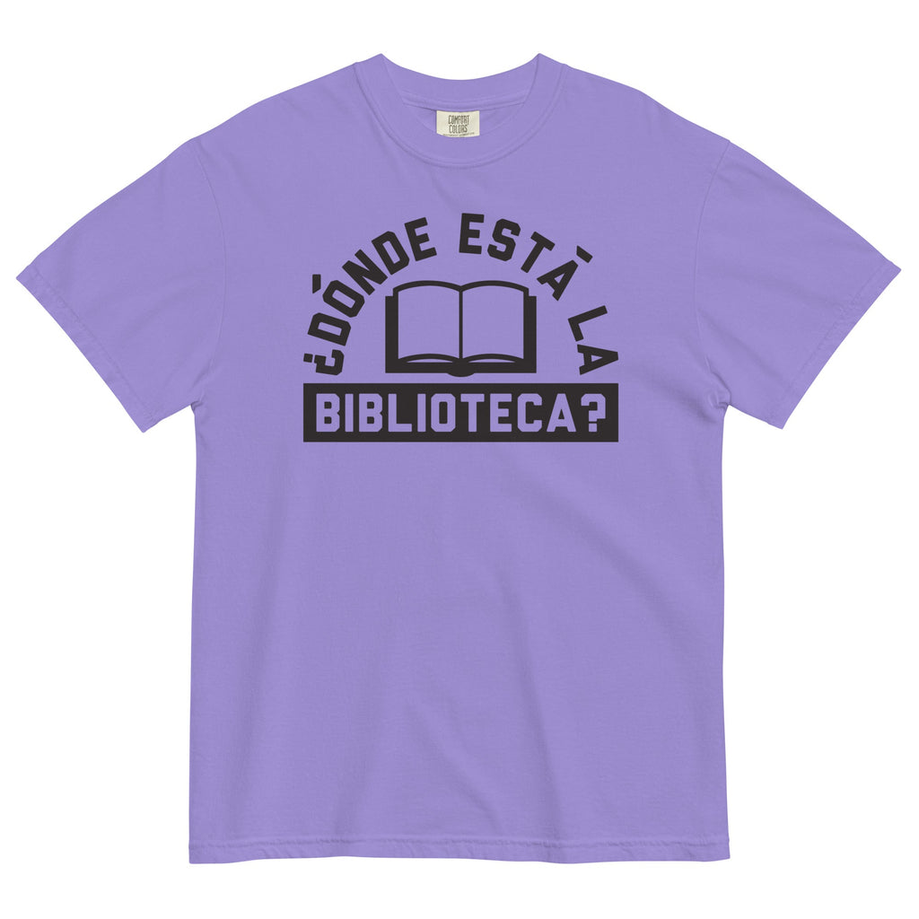 Donde Esta La Biblioteca? Men's Relaxed Fit Tee Hoodie, Sweatshirt | PureTeeCo.com (Image 3)