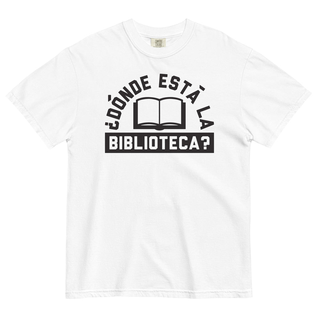 Donde Esta La Biblioteca? Men's Relaxed Fit Tee Hoodie, Sweatshirt | PureTeeCo.com (Image 5)