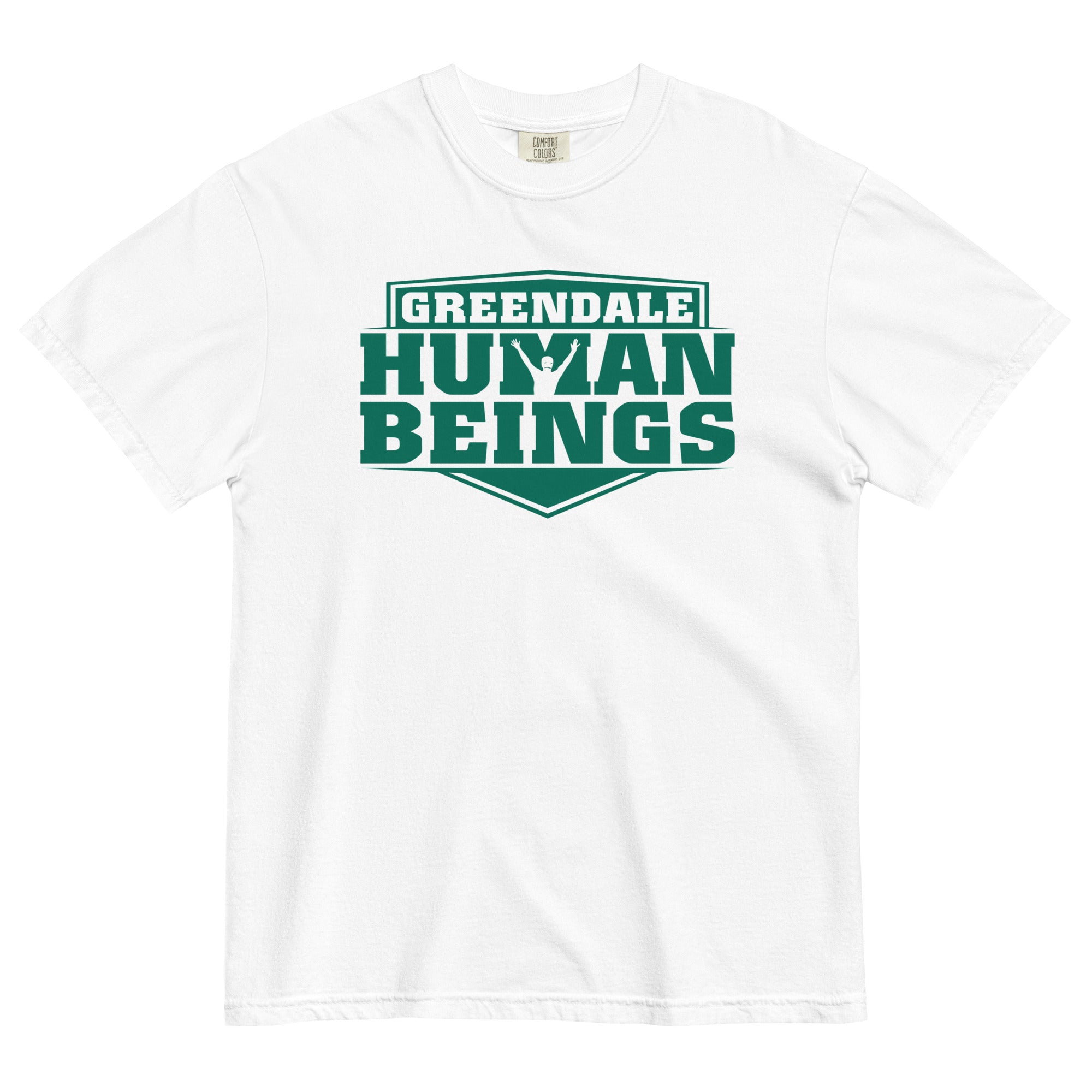 Greendale Human Beings Men's Relaxed Fit Tee Hoodie, Sweatshirt | PureTeeCo.com (Image 4)