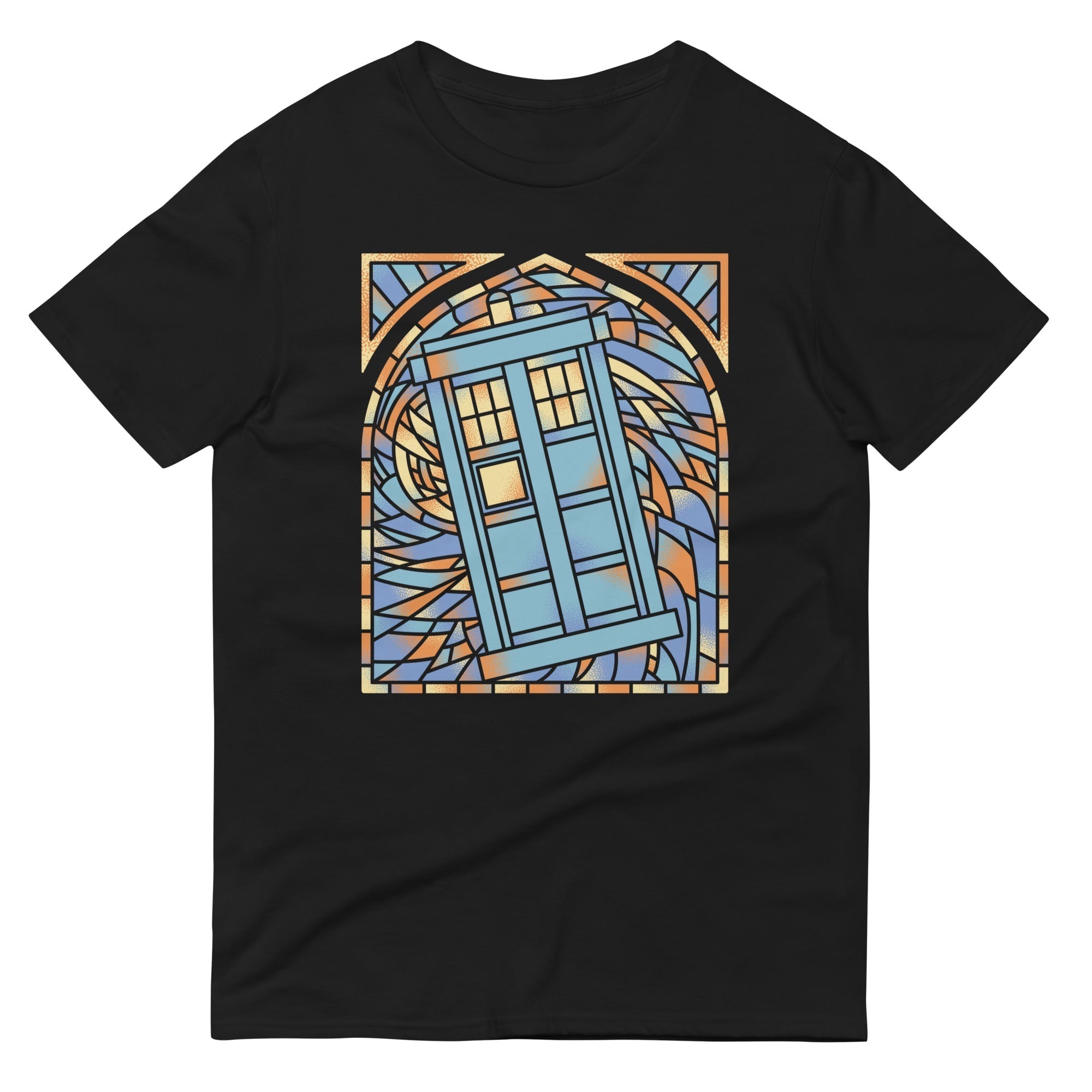 Stained Glass Police Box Men's Signature Tee Hoodie, Sweatshirt | PureTeeCo.com (Image 1)