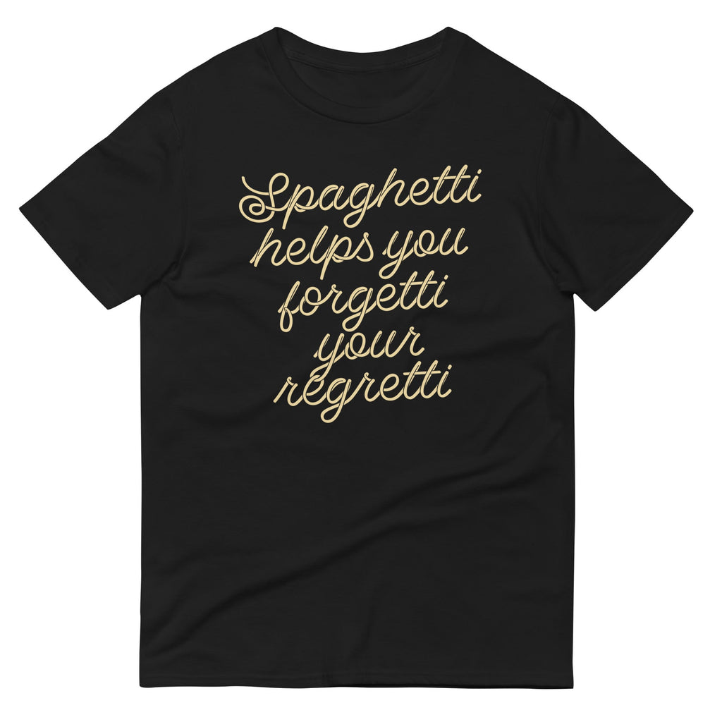 Spaghetti Helps You Forgetti Your Regretti Men's Signature Tee Hoodie, Sweatshirt | PureTeeCo.com (Image 2)