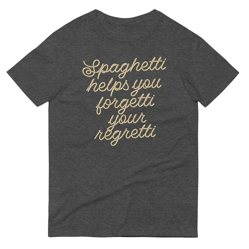 Spaghetti Helps You Forgetti Your Regretti Men's Signature Tee Hoodie, Sweatshirt | PureTeeCo.com (Image 1)