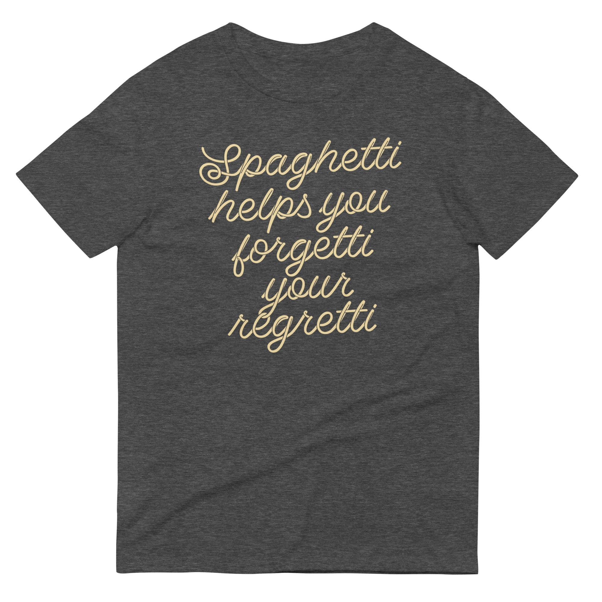 Spaghetti Helps You Forgetti Your Regretti Men's Signature Tee Hoodie, Sweatshirt | PureTeeCo.com (Image 1)