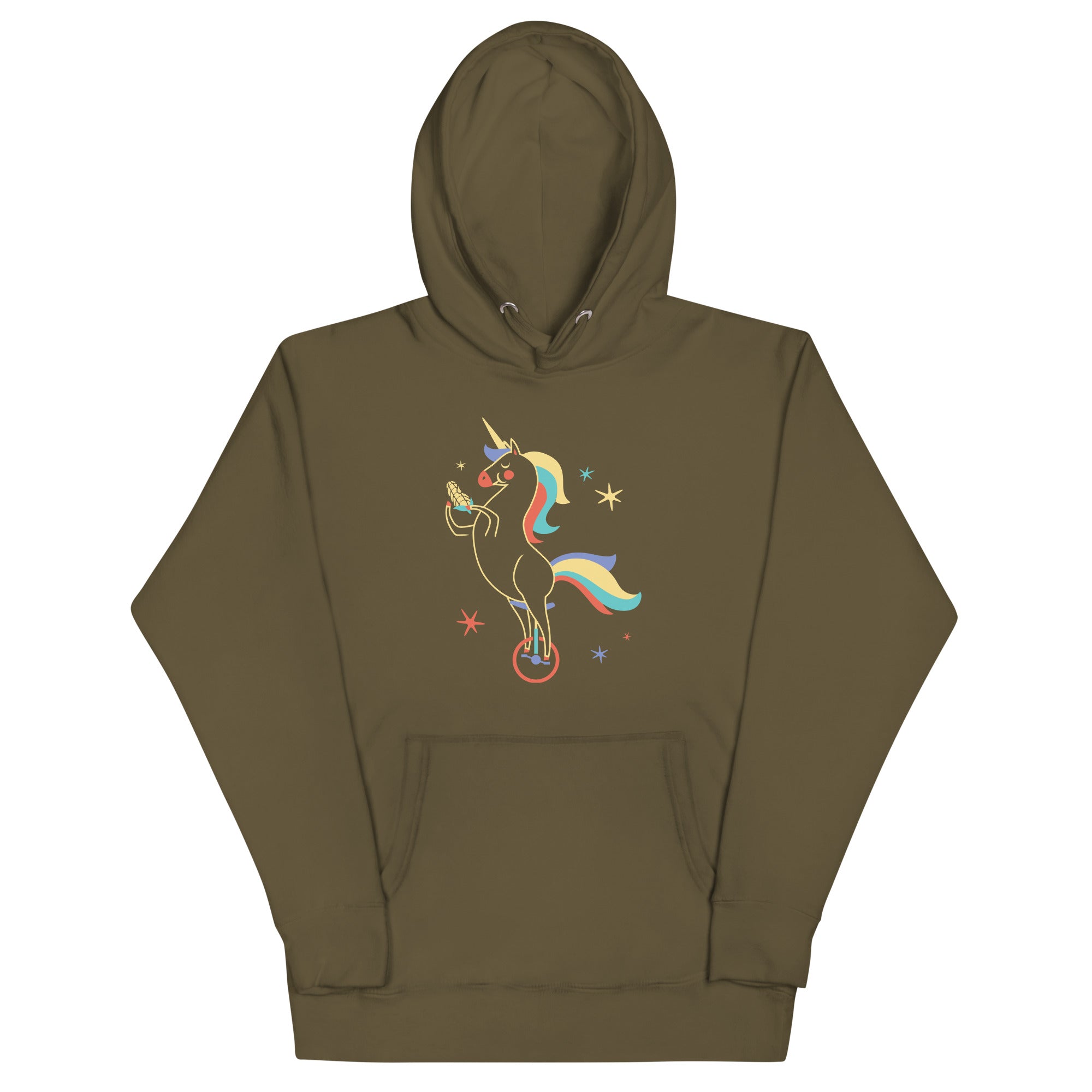 Unicycling Unicorn With Corn Unisex Hoodie T-Shirts, Sweatshirt | PureTeeCo.com (Image 1)