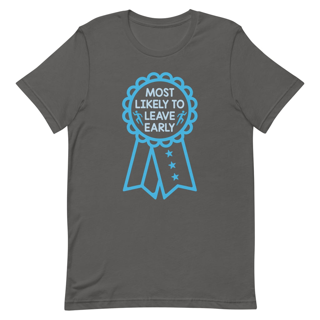 Most Likely To Leave Early Men's Signature Tee Hoodie, Sweatshirt | PureTeeCo.com (Image 1)