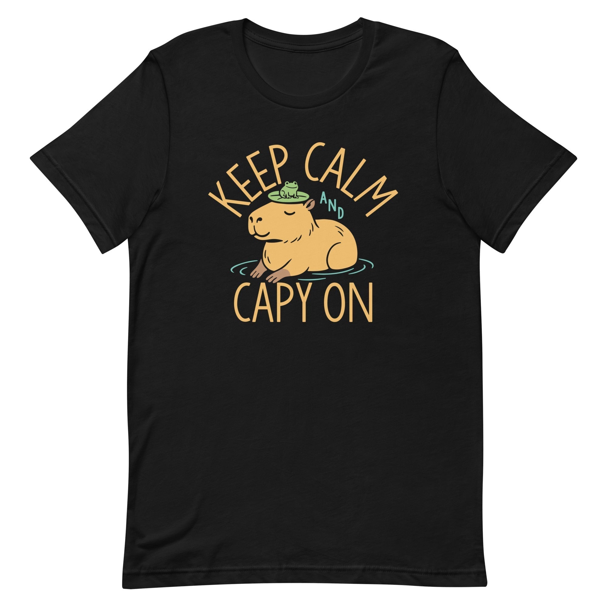 Keep Calm And Capy On Men's Signature Tee Hoodie, Sweatshirt | PureTeeCo.com (Image 2)