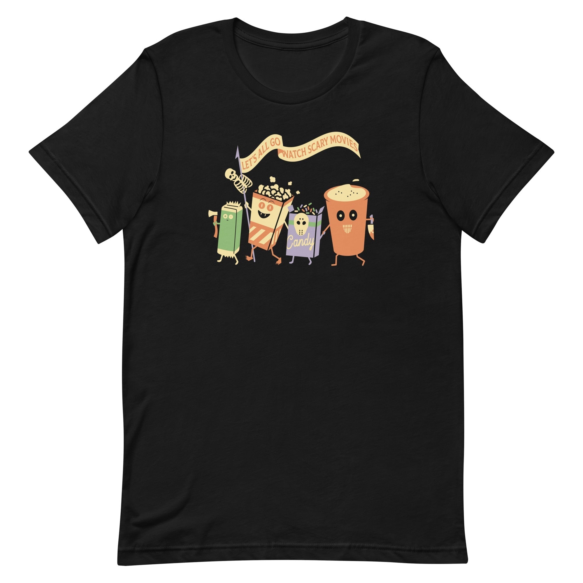 Let's All Go Watch Scary Movies Men's Signature Tee Hoodie, Sweatshirt | PureTeeCo.com (Image 1)
