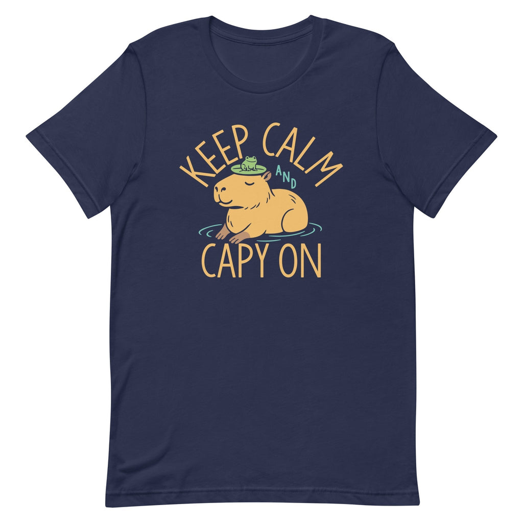 Keep Calm And Capy On Men's Signature Tee Hoodie, Sweatshirt | PureTeeCo.com (Image 1)