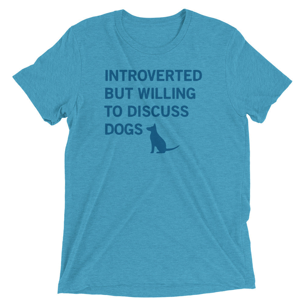 Introverted But Willing To Discuss Dogs Men's Tri-Blend Tee Hoodie, Sweatshirt | PureTeeCo.com (Image 2)