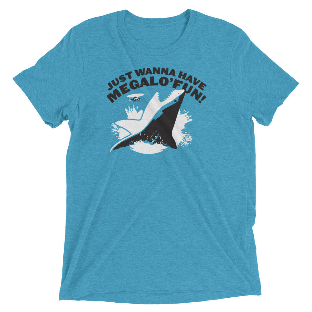 Just Wanna Have Megalo' Fun! Men's Tri-Blend Tee Hoodie, Sweatshirt | PureTeeCo.com (Image 4)