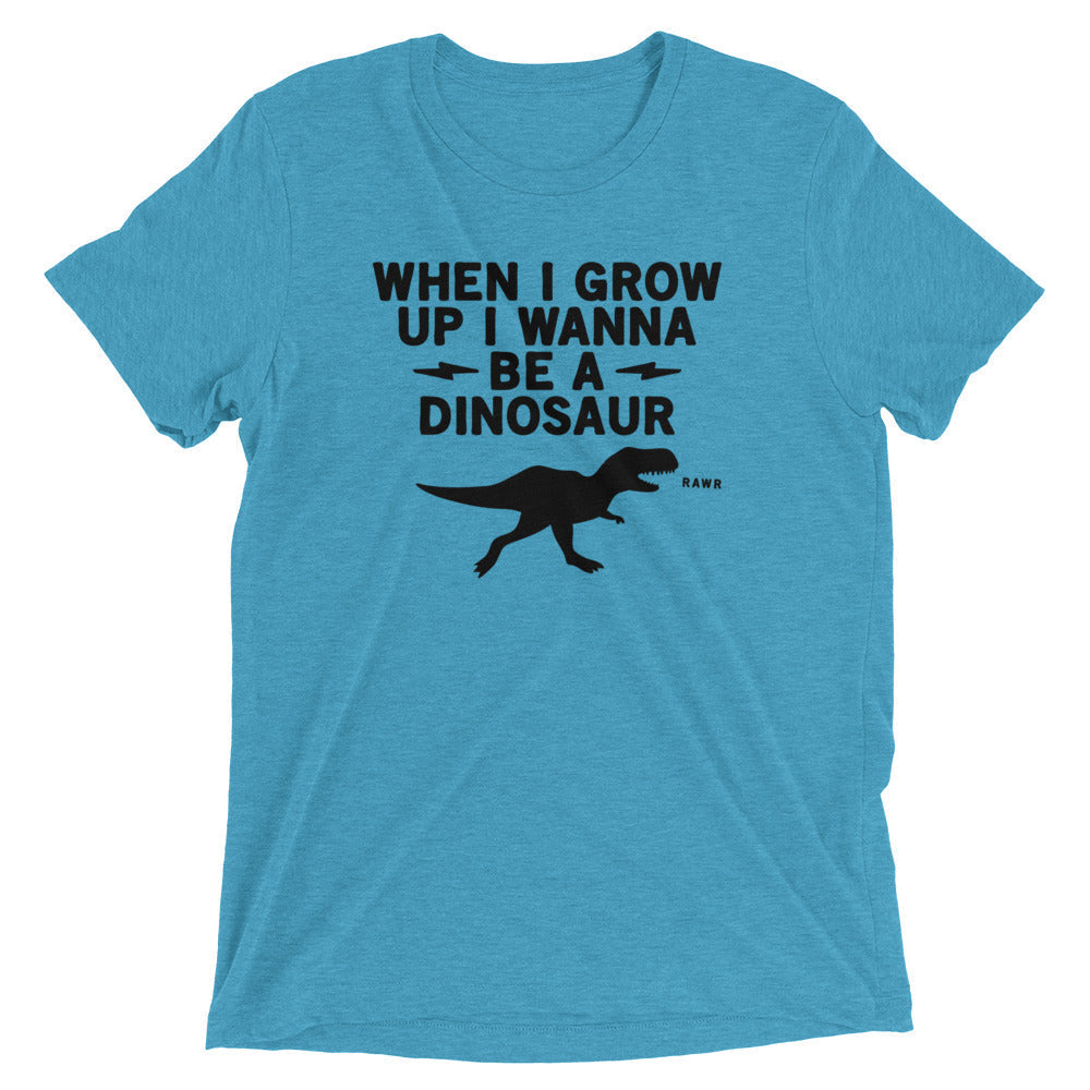 When I Grow Up I Wanna Be A Dinosaur Men's Tri-Blend Tee Hoodie, Sweatshirt | PureTeeCo.com (Image 2)