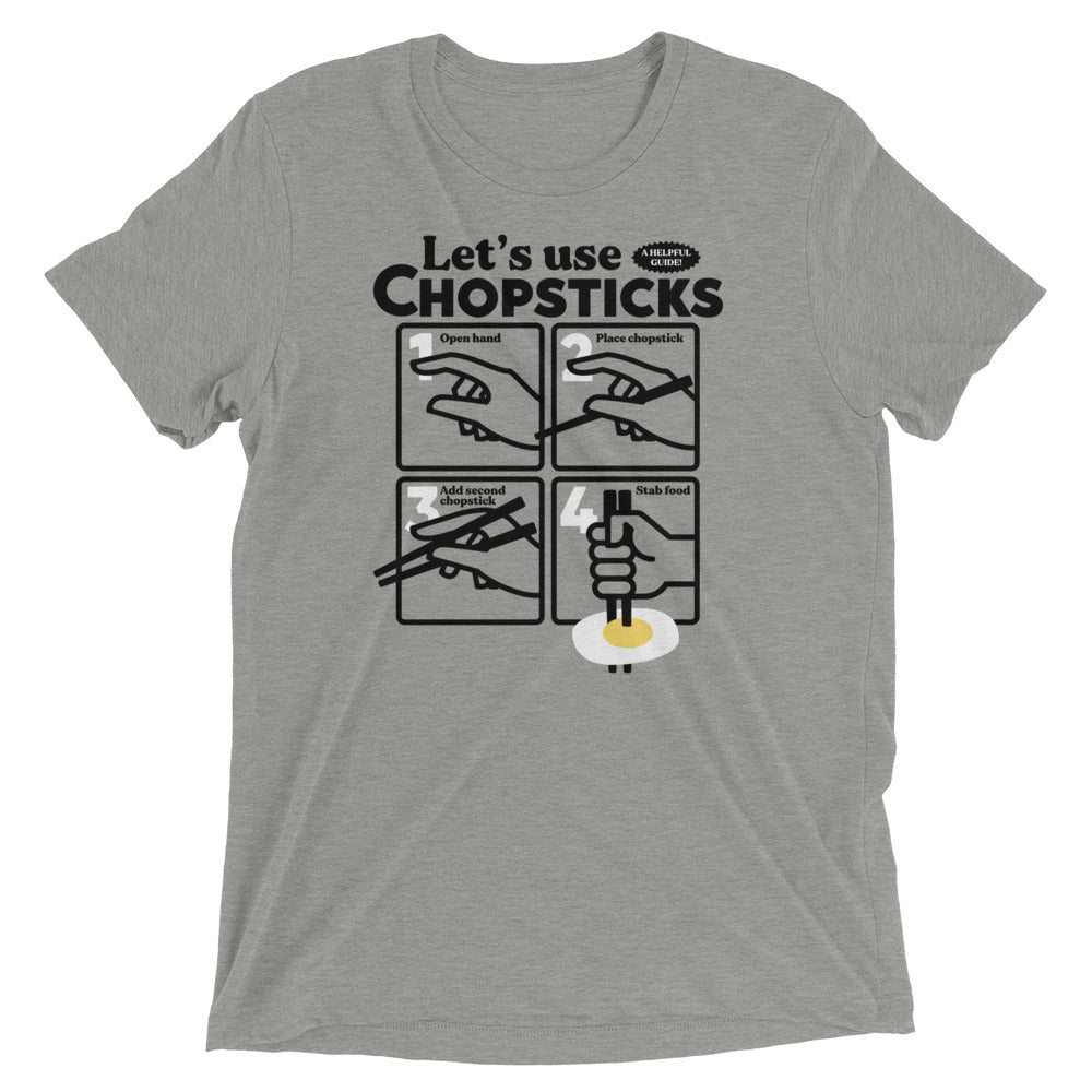 Let's Use Chopsticks Men's Tri-Blend Tee Hoodie, Sweatshirt | PureTeeCo.com (Image 1)