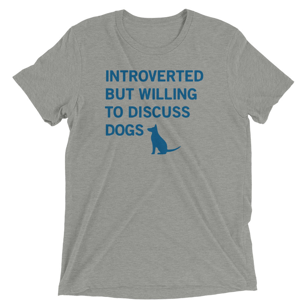 Introverted But Willing To Discuss Dogs Men's Tri-Blend Tee Hoodie, Sweatshirt | PureTeeCo.com (Image 1)