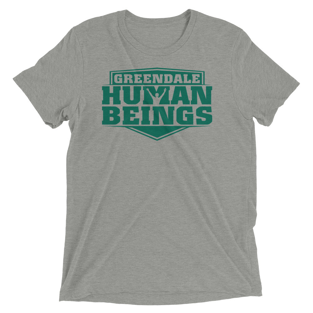 Greendale Human Beings Men's Tri-Blend Tee Hoodie, Sweatshirt | PureTeeCo.com (Image 1)