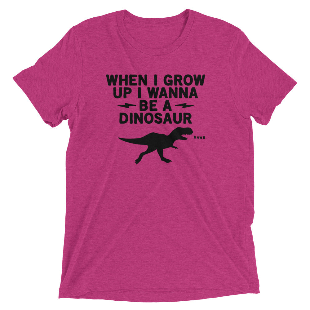 When I Grow Up I Wanna Be A Dinosaur Men's Tri-Blend Tee Hoodie, Sweatshirt | PureTeeCo.com (Image 4)