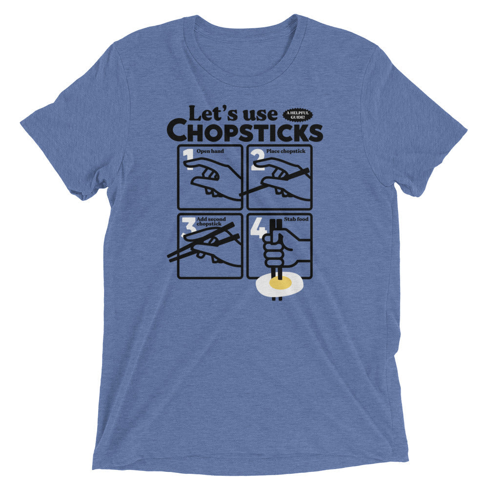 Let's Use Chopsticks Men's Tri-Blend Tee Hoodie, Sweatshirt | PureTeeCo.com (Image 2)