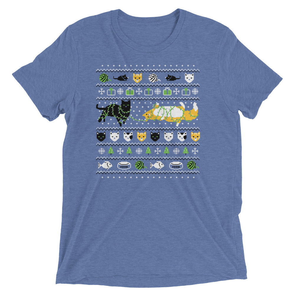 Ugly Cat Sweater Men's Tri-Blend Tee Hoodie, Sweatshirt | PureTeeCo.com (Image 4)