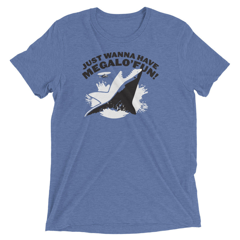 Just Wanna Have Megalo' Fun! Men's Tri-Blend Tee Hoodie, Sweatshirt | PureTeeCo.com (Image 3)