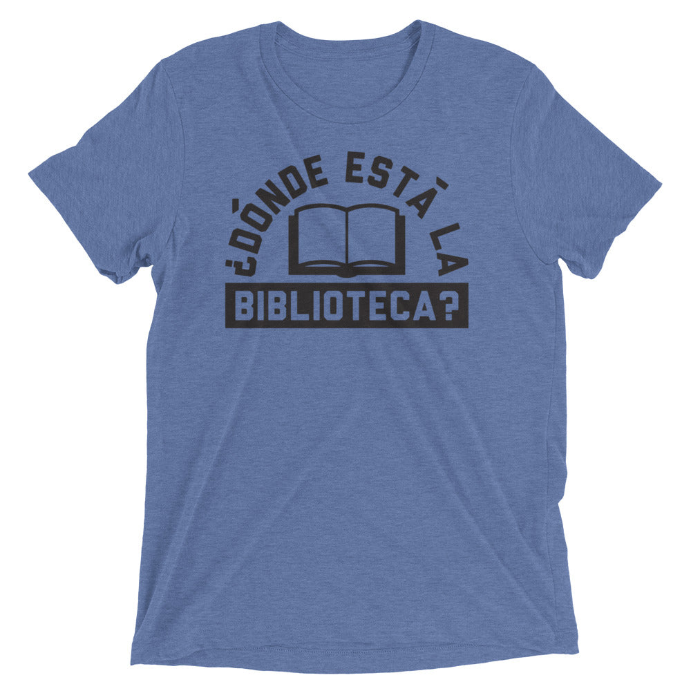 Donde Esta La Biblioteca? Men's Tri-Blend Tee Hoodie, Sweatshirt | PureTeeCo.com (Image 2)