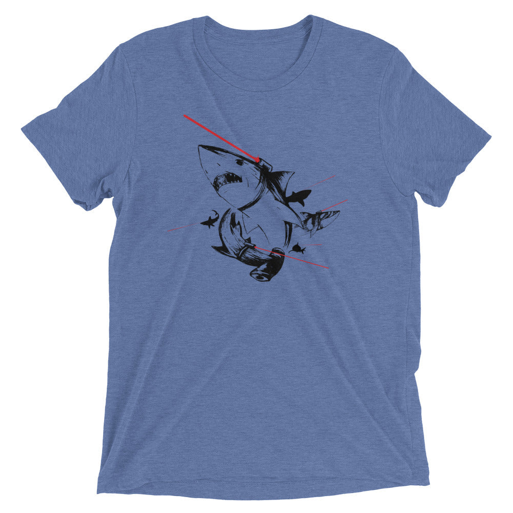 Sharks With Lasers Men's Tri-Blend Tee Hoodie, Sweatshirt | PureTeeCo.com (Image 1)
