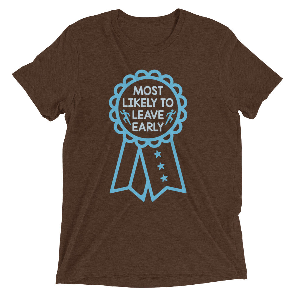 Most Likely To Leave Early Men's Tri-Blend Tee Hoodie, Sweatshirt | PureTeeCo.com (Image 5)