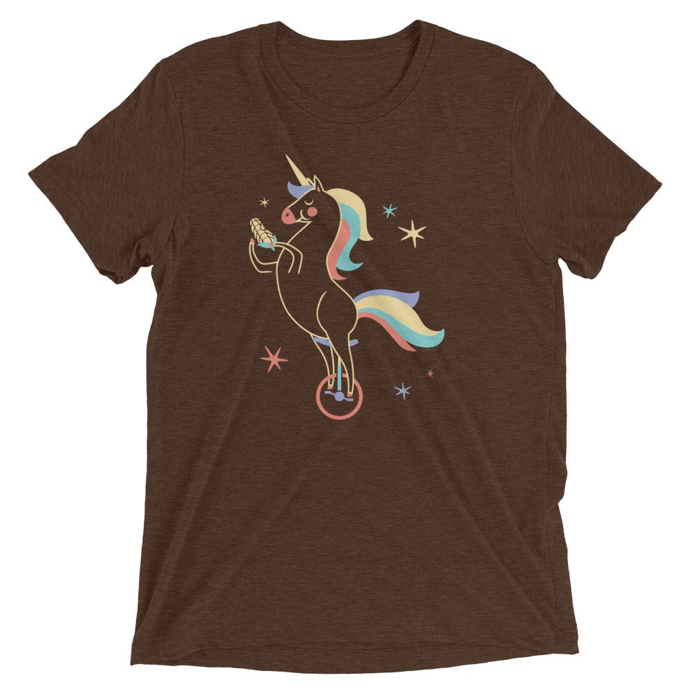 Unicycling Unicorn With Corn Men's Tri-Blend Tee Hoodie, Sweatshirt | PureTeeCo.com (Image 4)