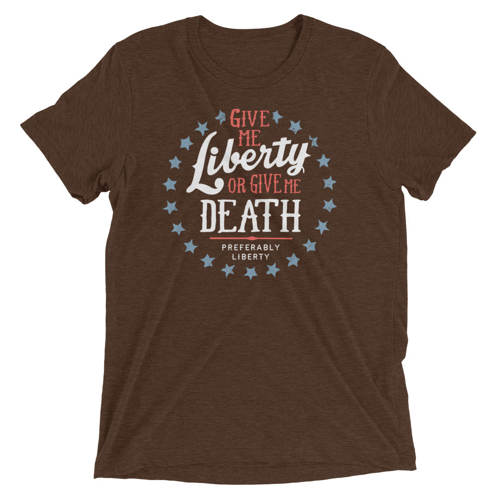 Liberty Or Death, Preferably Liberty Men's Tri-Blend Tee Hoodie, Sweatshirt | PureTeeCo.com (Image 3)