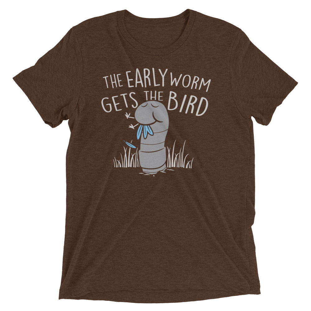 The Early Worm Gets The Bird Men's Tri-Blend Tee Hoodie, Sweatshirt | PureTeeCo.com (Image 3)