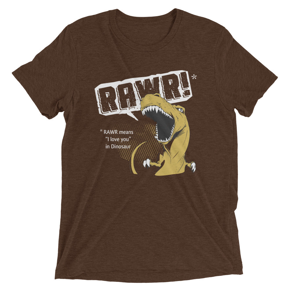 Rawr Means I Love You Men's Tri-Blend Tee Hoodie, Sweatshirt | PureTeeCo.com (Image 1)
