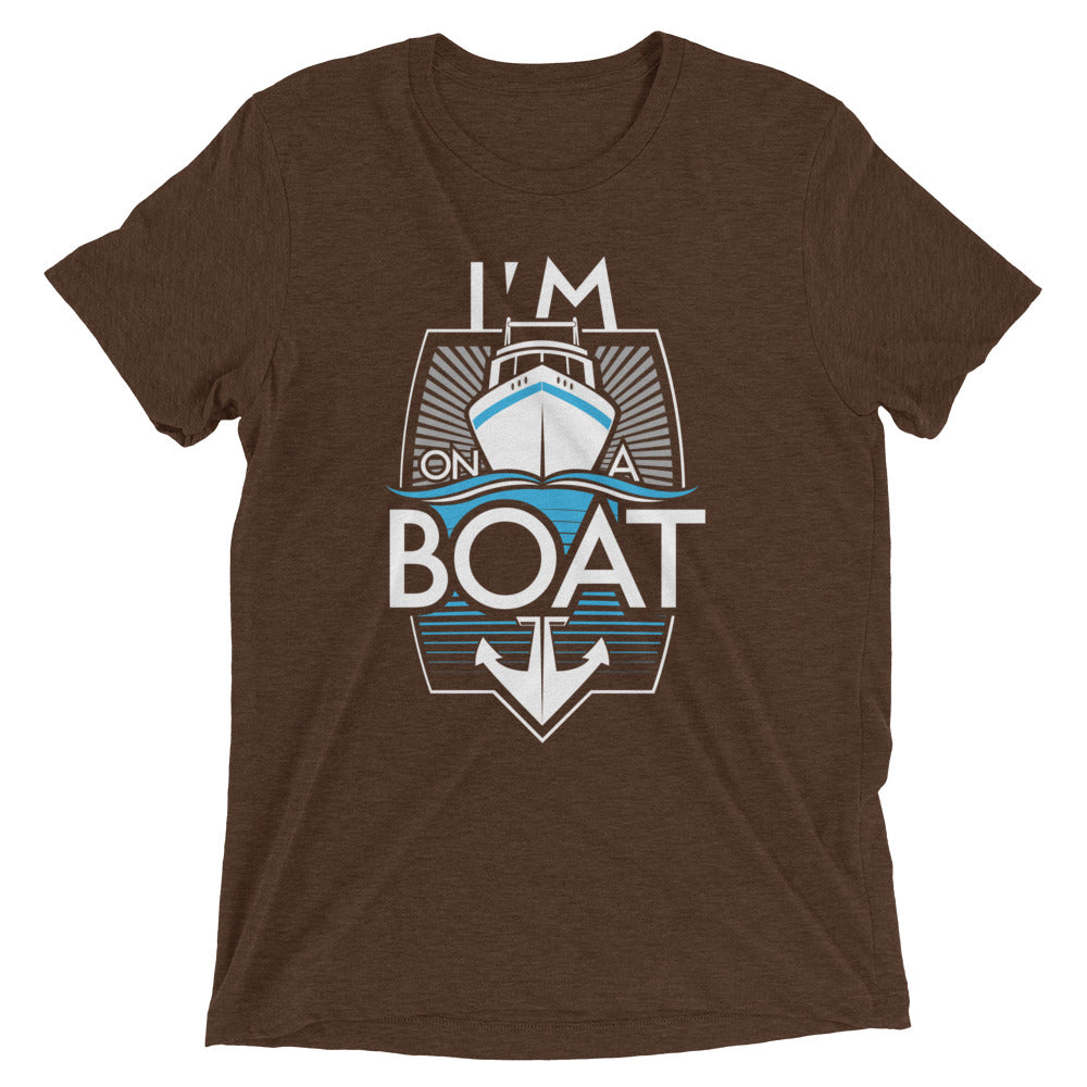 I'm On A Boat Men's Tri-Blend Tee Hoodie, Sweatshirt | PureTeeCo.com (Image 3)
