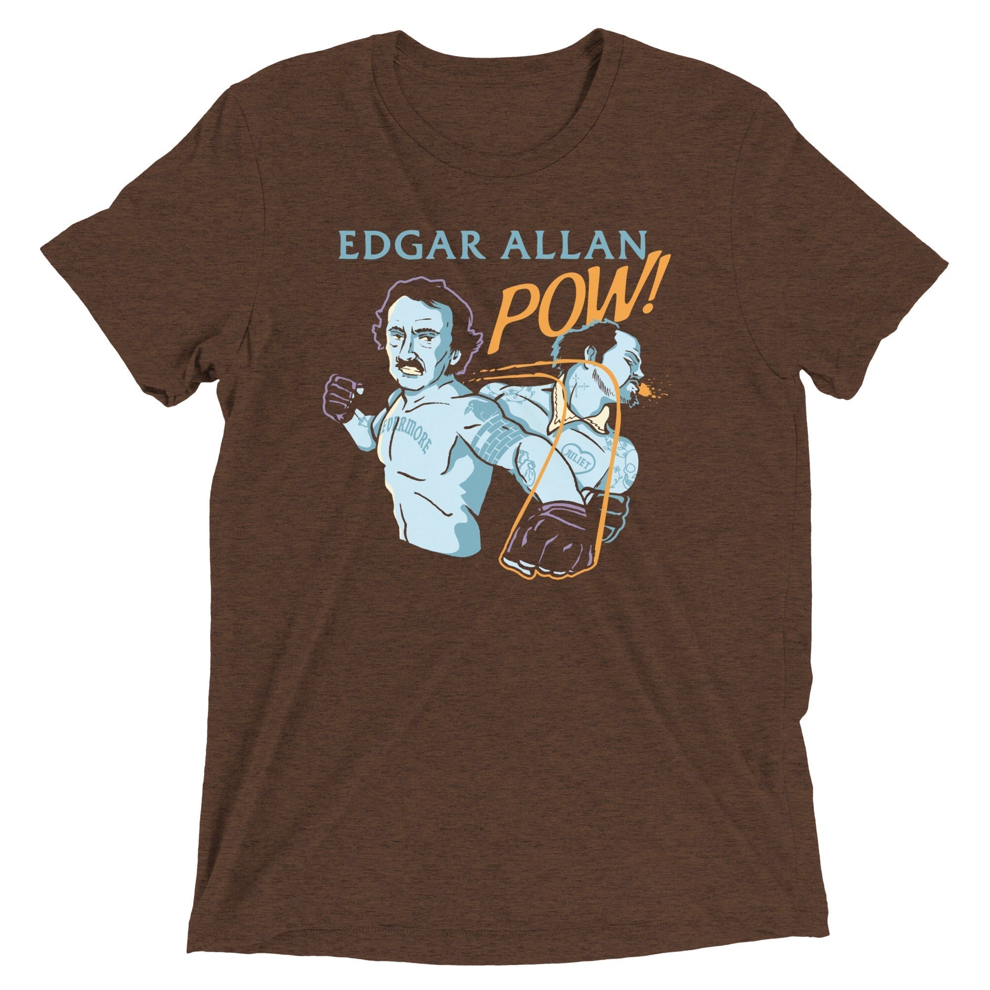 Edgar Allan Pow! Men's Tri-Blend Tee Hoodie, Sweatshirt | PureTeeCo.com (Image 4)