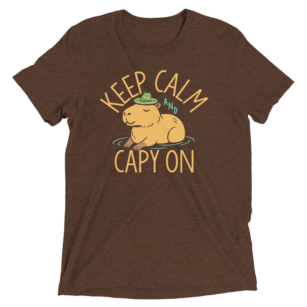 Keep Calm And Capy On Men's Tri-Blend Tee Hoodie, Sweatshirt | PureTeeCo.com (Image 4)