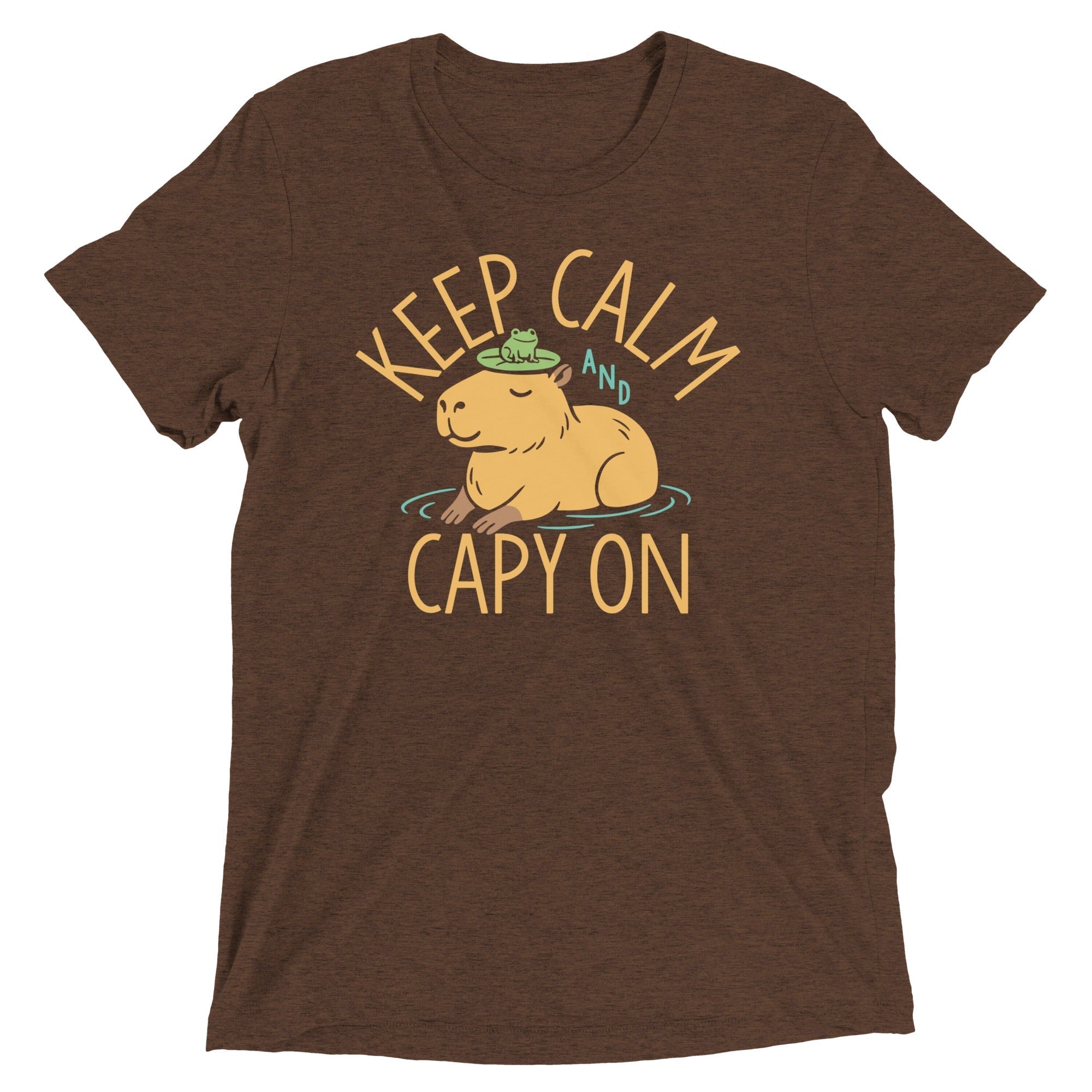 Keep Calm And Capy On Men's Tri-Blend Tee Hoodie, Sweatshirt | PureTeeCo.com (Image 4)