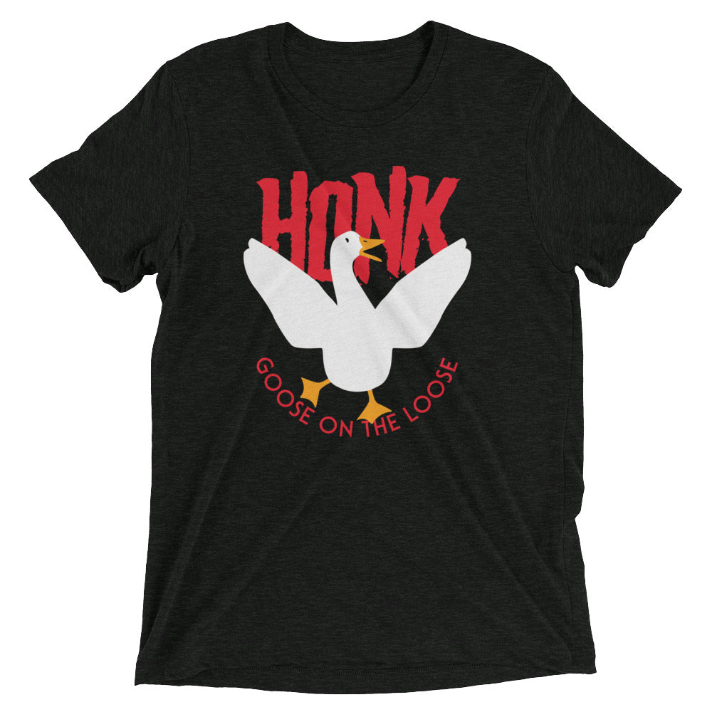 Honk Goose On The Loose Men's Tri-Blend Tee Hoodie, Sweatshirt | PureTeeCo.com