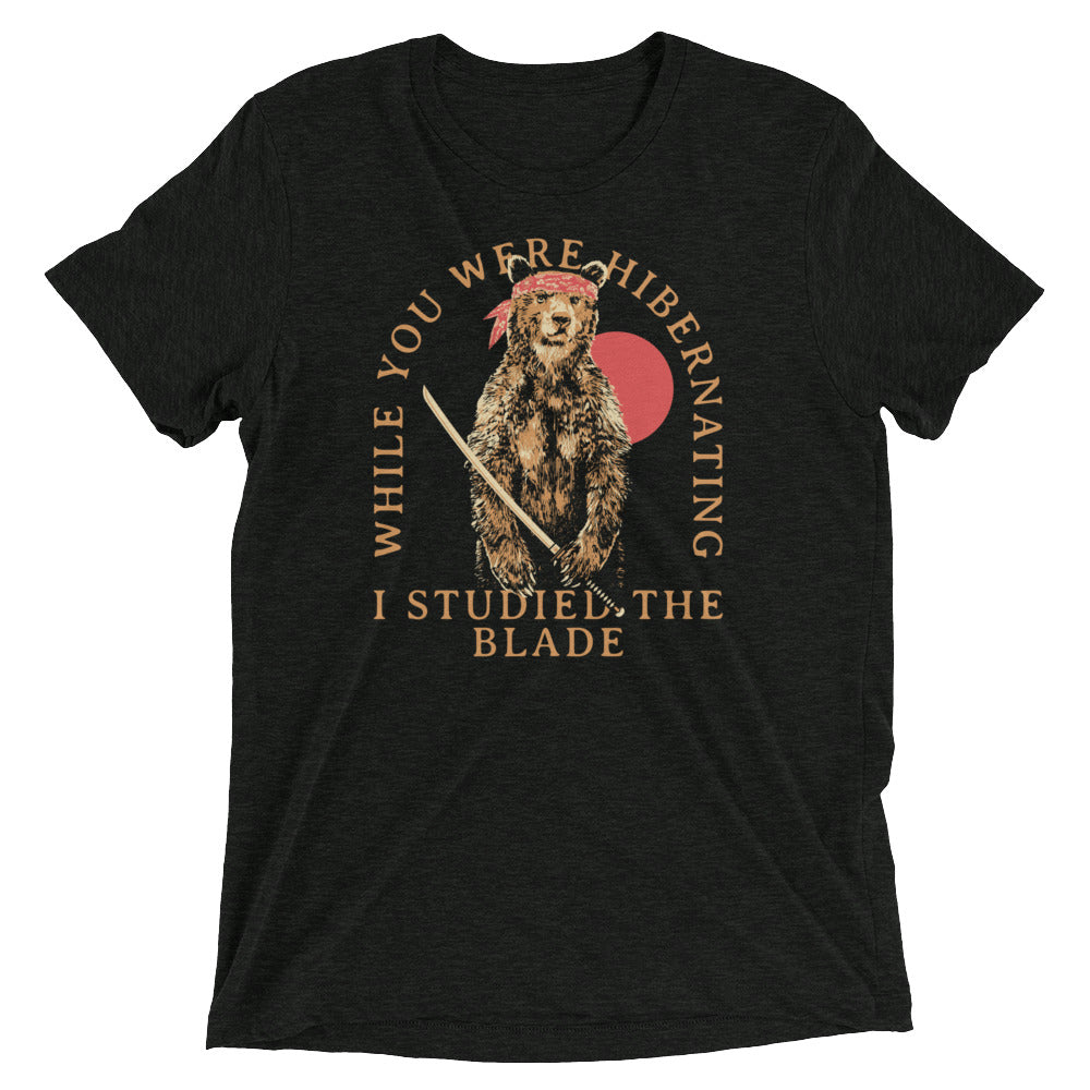 I Studied The Blade Men's Tri-Blend Tee Hoodie, Sweatshirt | PureTeeCo.com (Image 1)