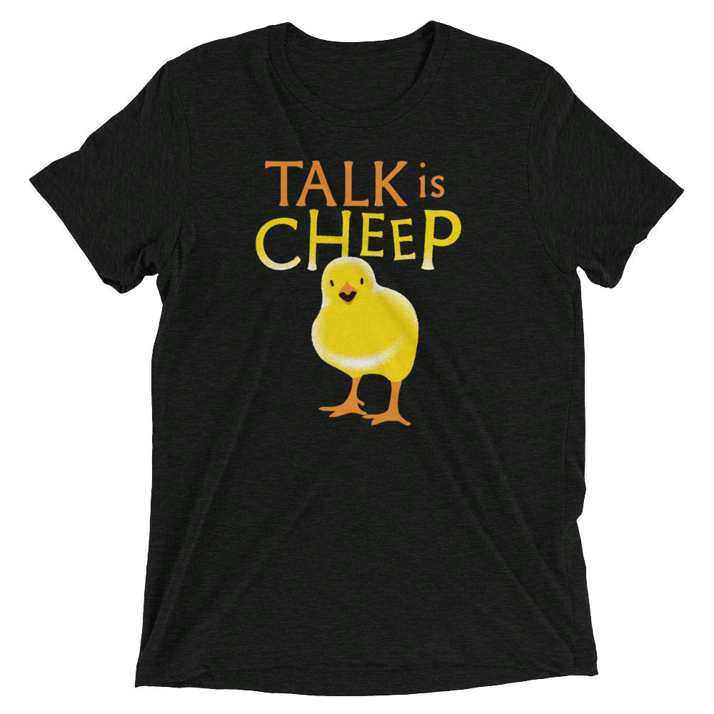 Talk Is Cheep Men's Tri-Blend Tee Hoodie, Sweatshirt | PureTeeCo.com (Image 1)