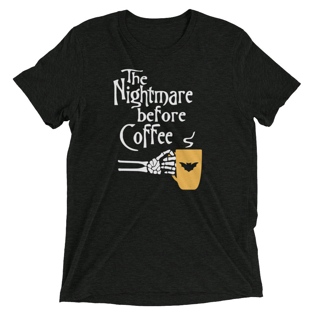 The Nightmare Before Coffee Men's Tri-Blend Tee Hoodie, Sweatshirt | PureTeeCo.com (Image 1)
