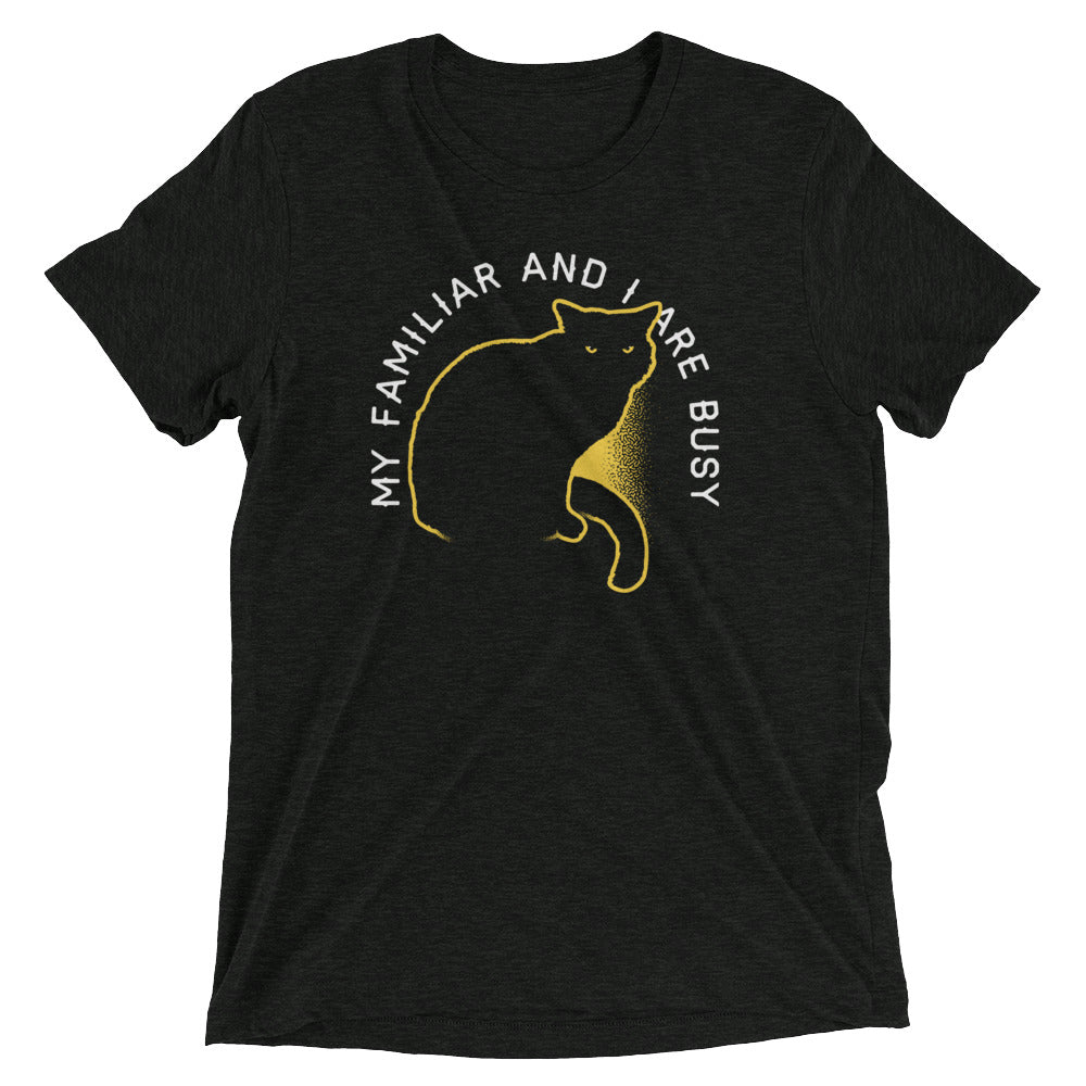 My Familiar And I Are Busy Men's Tri-Blend Tee Hoodie, Sweatshirt | PureTeeCo.com (Image 1)