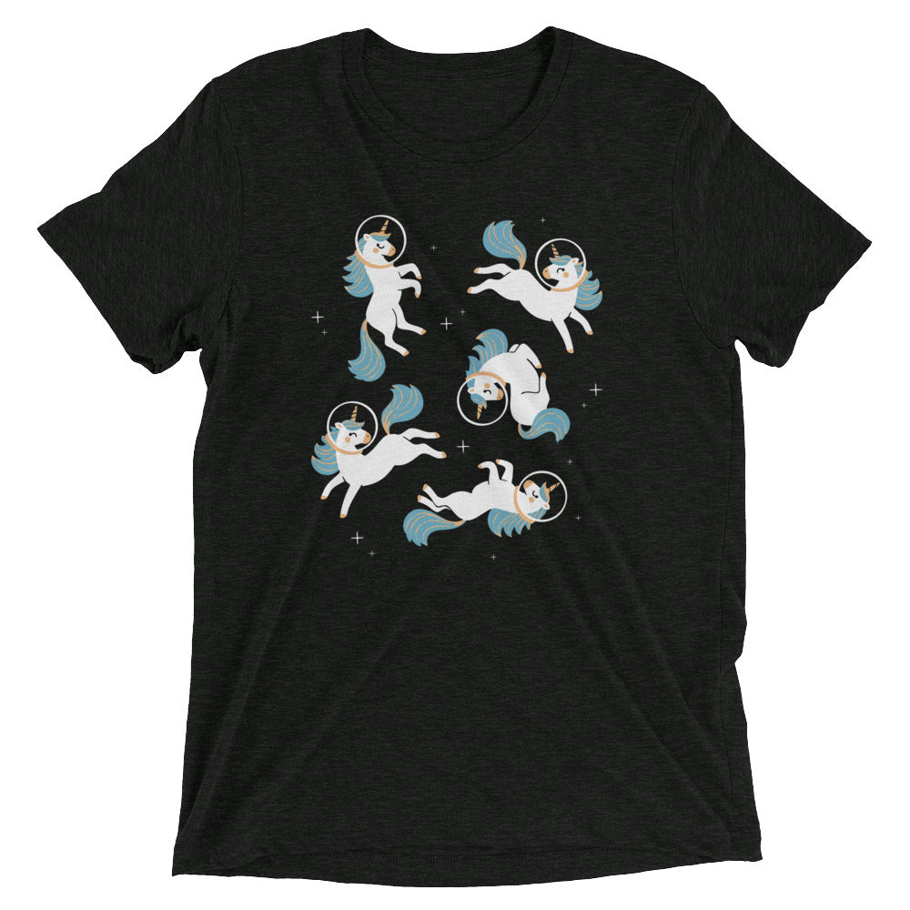 Unicorns In Space Men's Tri-Blend Tee Hoodie, Sweatshirt | PureTeeCo.com (Image 1)