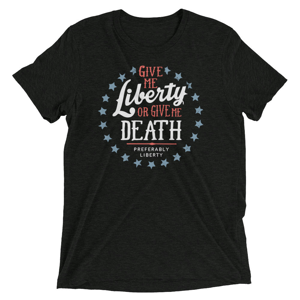 Liberty Or Death, Preferably Liberty Men's Tri-Blend Tee Hoodie, Sweatshirt | PureTeeCo.com (Image 1)
