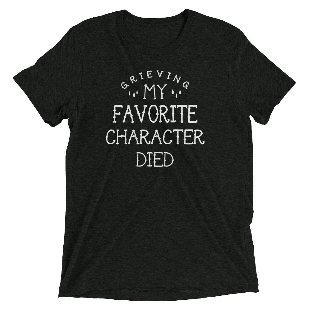 My Favorite Character Died Men's Tri-Blend Tee Hoodie, Sweatshirt | PureTeeCo.com (Image 1)