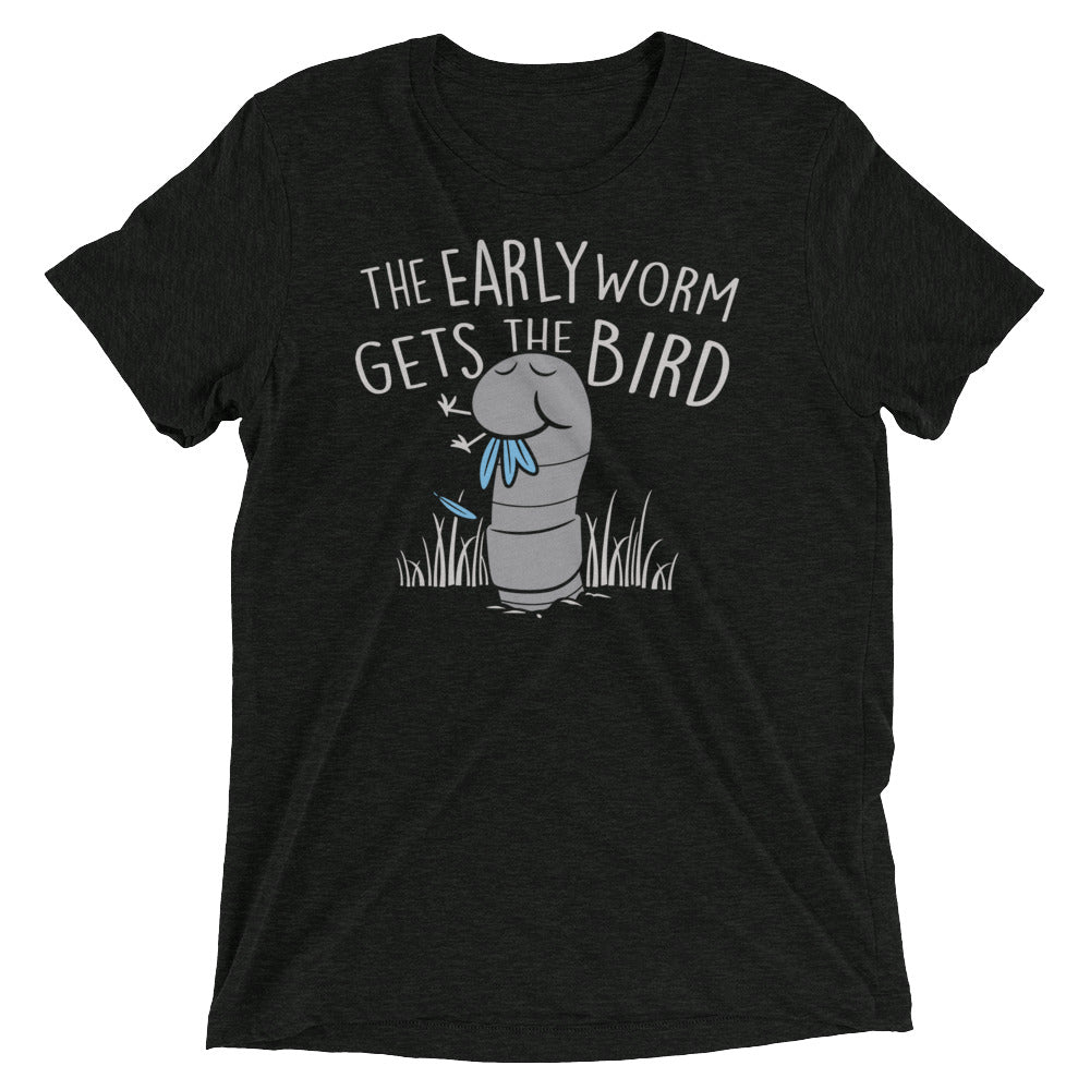The Early Worm Gets The Bird Men's Tri-Blend Tee Hoodie, Sweatshirt | PureTeeCo.com (Image 2)