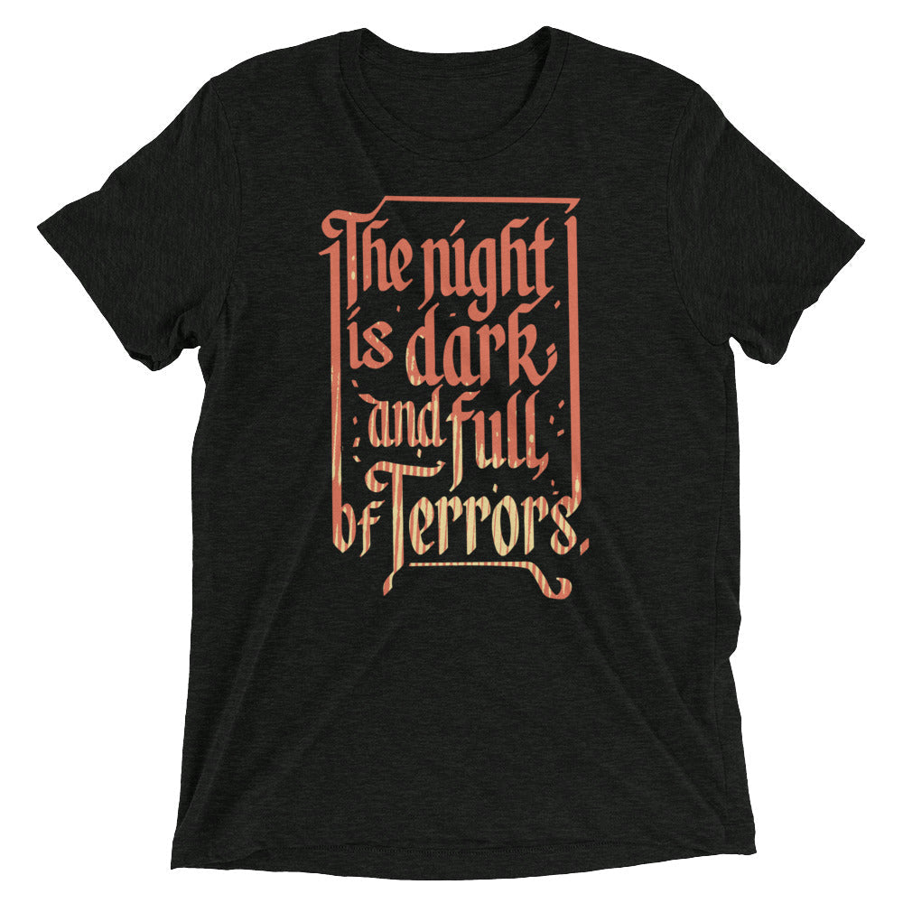 The Night Is Dark And Full Of Terrors Men's Tri-Blend Tee Hoodie, Sweatshirt | PureTeeCo.com (Image 1)
