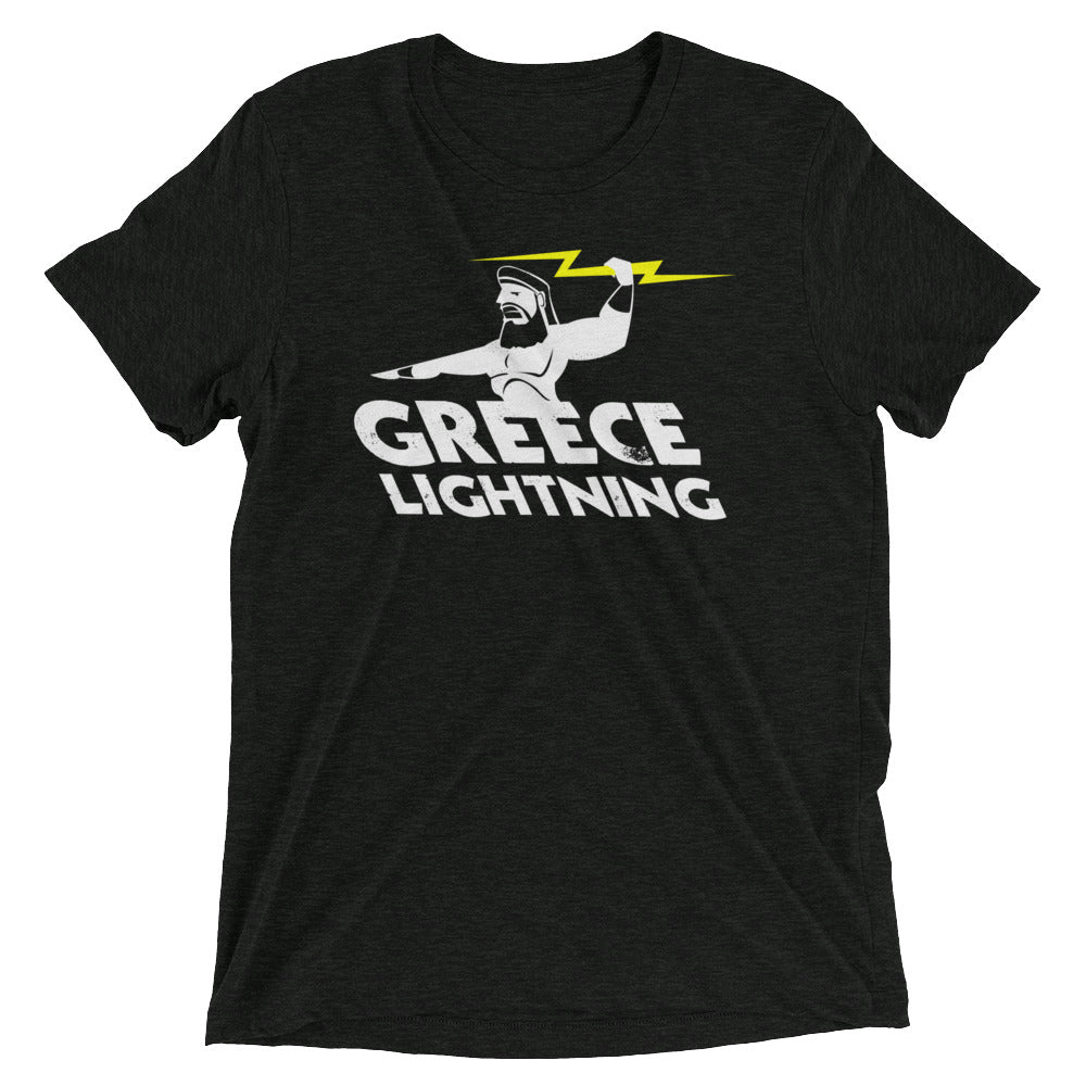 Greece Lightning Men's Tri-Blend Tee Hoodie, Sweatshirt | PureTeeCo.com (Image 2)