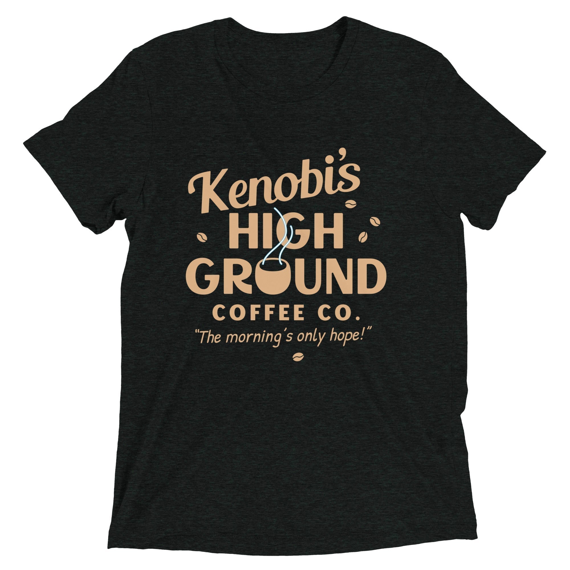 Kenobi's High Ground Coffee Co Men's Tri-Blend Tee Hoodie, Sweatshirt | PureTeeCo.com (Image 2)