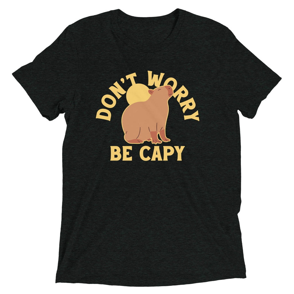 Don't Worry Be Capy Men's Tri-Blend Tee Hoodie, Sweatshirt | PureTeeCo.com (Image 1)