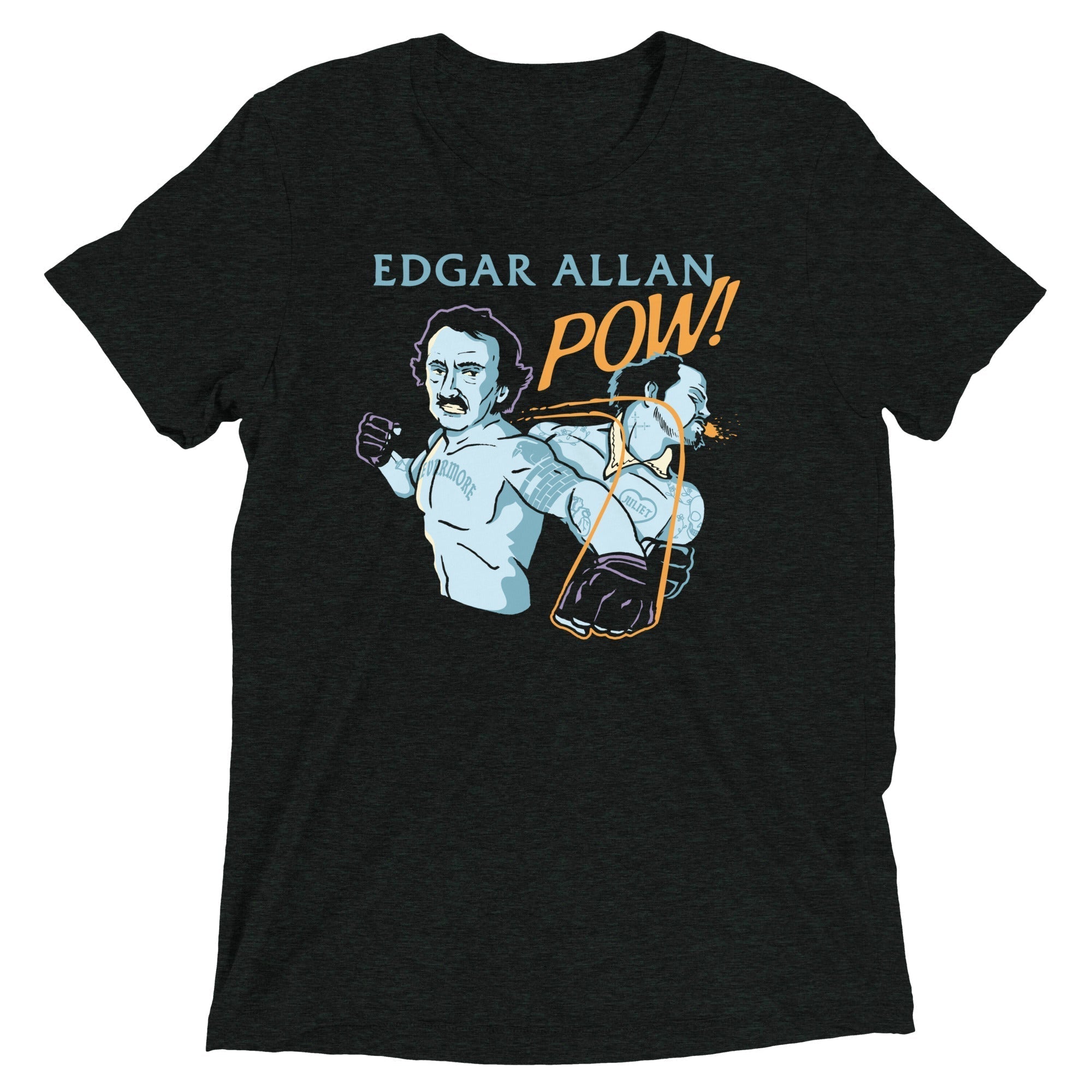 Edgar Allan Pow! Men's Tri-Blend Tee Hoodie, Sweatshirt | PureTeeCo.com (Image 3)