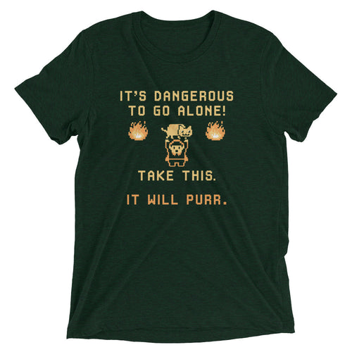 It's Dangerous To Go Alone Men's Tri-Blend Tee Hoodie, Sweatshirt | PureTeeCo.com (Image 2)