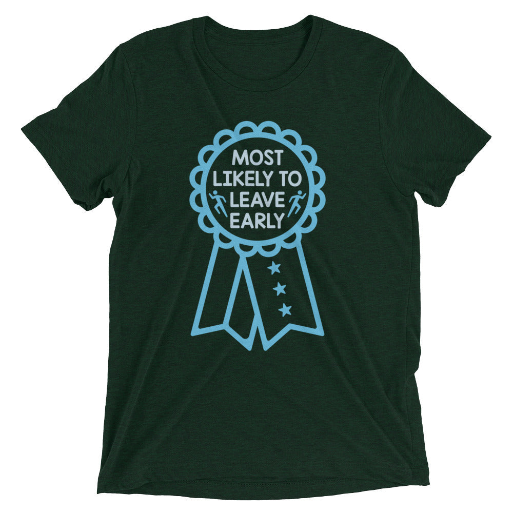 Most Likely To Leave Early Men's Tri-Blend Tee Hoodie, Sweatshirt | PureTeeCo.com (Image 3)